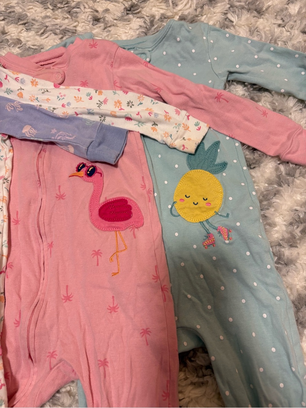 Carter's Purple, Pink, White & Teal Floral and Tropical Pajama Set - Picture 2 of 4